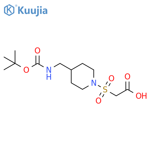 2-{4-({(tert-butoxy)carbonylamino}methyl)piperidin-1-ylsulfonyl}acetic acid structure