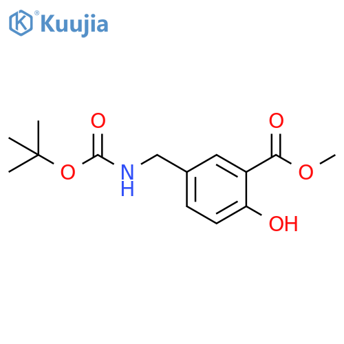 Benzoic acid, 5-[[[(1,1-dimethylethoxy)carbonyl]amino]methyl]-2-hydroxy-, methyl ester structure