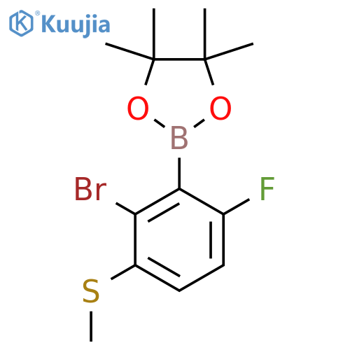 2-Bromo-6-fluoro-3-(methylthio)phenylboronic acid pinacol ester structure