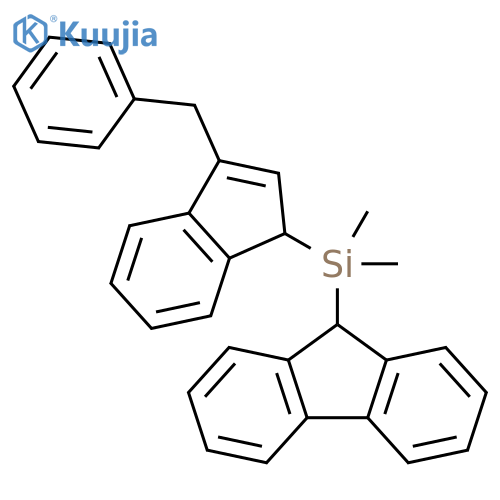 9H-Fluorene, 9-[dimethyl[3-(phenylmethyl)-1H-inden-1-yl]silyl]- structure