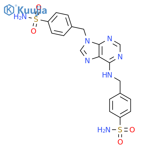 4-({6-[(4-sulfamoylbenzyl)amino]-9H-purin-9-yl}methyl)benzenesulfonamide structure