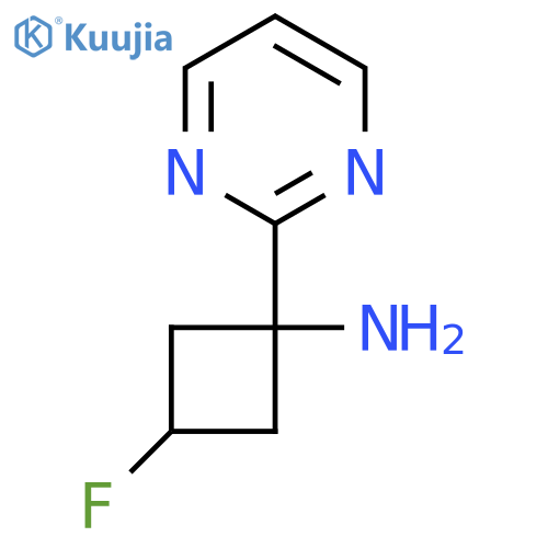 3-fluoro-1-(pyrimidin-2-yl)cyclobutan-1-amine structure