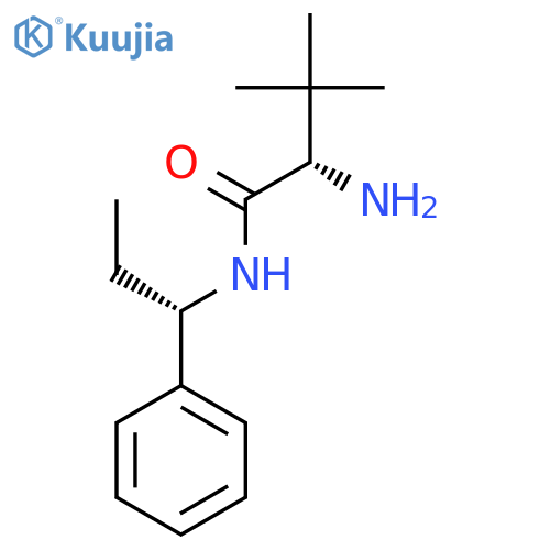 (2S)-2-amino-3,3-dimethyl-N-[(1S)-1-phenylpropyl]butanamide structure