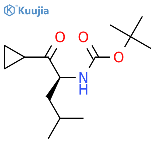 tert-butyl N-[(2S)-1-cyclopropyl-4-methyl-1-oxopentan-2-yl]carbamate structure