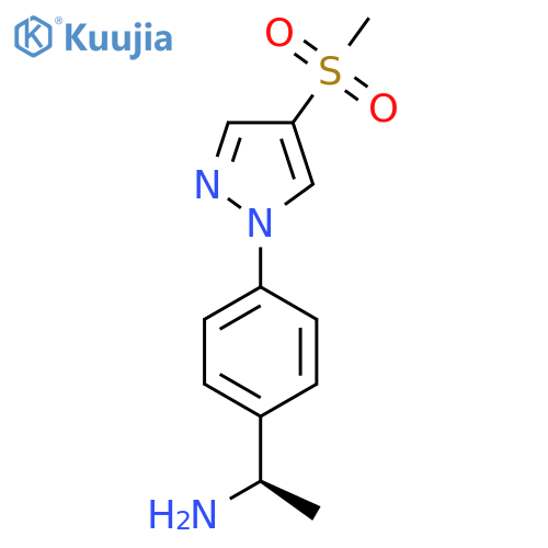 (1R)-1-4-(4-methanesulfonyl-1H-pyrazol-1-yl)phenylethan-1-amine structure