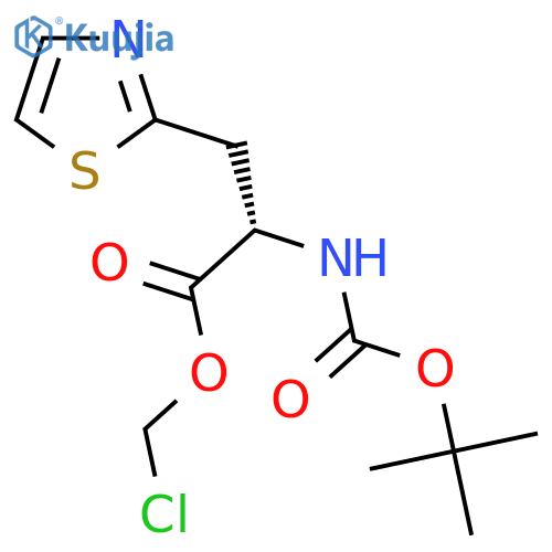 2-Thiazolepropanoic acid, α-[[(1,1-dimethylethoxy)carbonyl]amino]-, chloromethyl ester, (αS)- structure