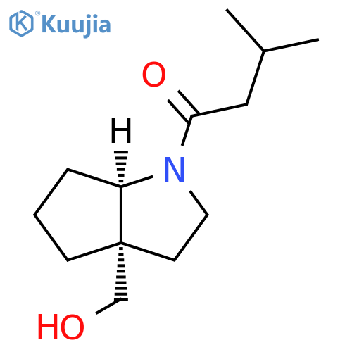 1-(3aS,6aR)-3a-(hydroxymethyl)-octahydrocyclopentabpyrrol-1-yl-3-methylbutan-1-one structure