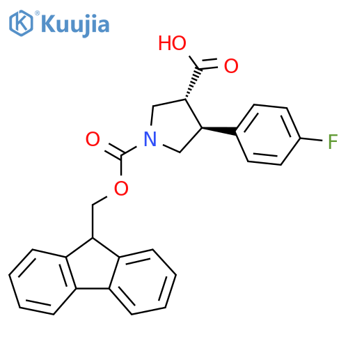 (3R,4S)-1-{[(9H-fluoren-9-yl)methoxy]carbonyl}-4-(4-fluorophenyl)pyrrolidine-3-carboxylic acid structure