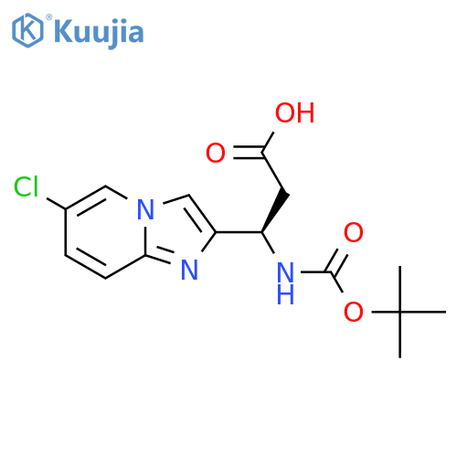 (3R)-3-{(tert-butoxy)carbonylamino}-3-{6-chloroimidazo1,2-apyridin-2-yl}propanoic acid structure
