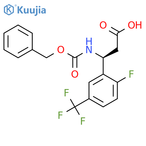 (3S)-3-{(benzyloxy)carbonylamino}-3-2-fluoro-5-(trifluoromethyl)phenylpropanoic acid structure
