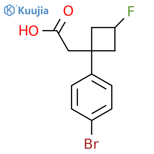 2-(1s,3r)-1-(4-bromophenyl)-3-fluorocyclobutylacetic acid structure