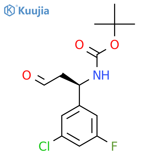 tert-butyl N-(1R)-1-(3-chloro-5-fluorophenyl)-3-oxopropylcarbamate structure