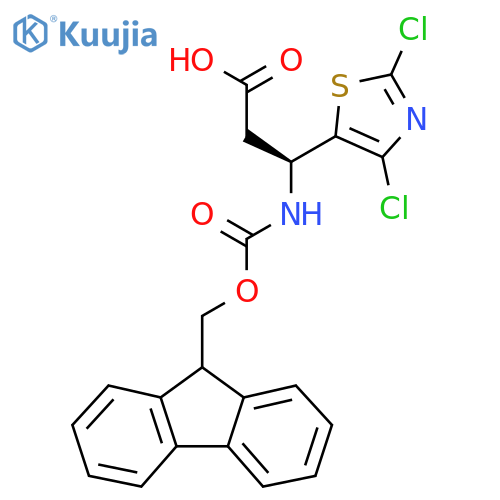 (3S)-3-(dichloro-1,3-thiazol-5-yl)-3-({(9H-fluoren-9-yl)methoxycarbonyl}amino)propanoic acid structure