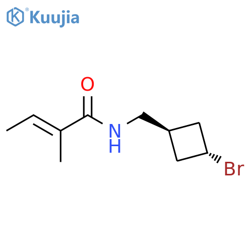 2-Butenamide, N-[(trans-3-bromocyclobutyl)methyl]-2-methyl-, (2E)- structure