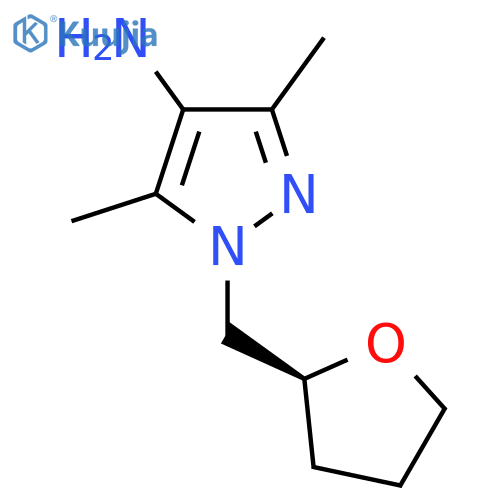 3,5-dimethyl-1-{(2S)-oxolan-2-ylmethyl}-1H-pyrazol-4-amine structure