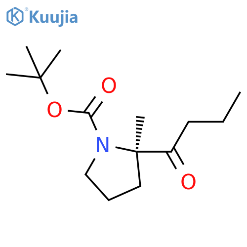 tert-butyl (2R)-2-butanoyl-2-methylpyrrolidine-1-carboxylate structure