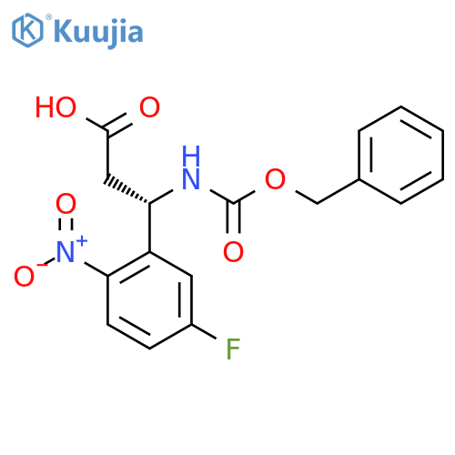 (3S)-3-{(benzyloxy)carbonylamino}-3-(5-fluoro-2-nitrophenyl)propanoic acid structure