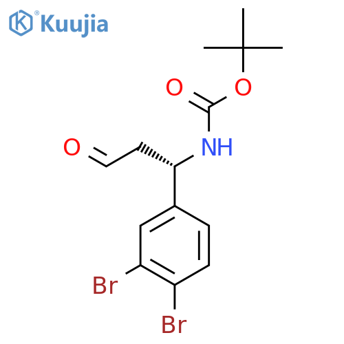 tert-butyl N-(1S)-1-(3,4-dibromophenyl)-3-oxopropylcarbamate structure