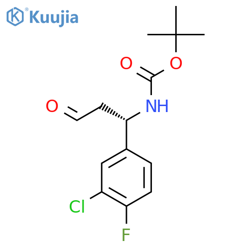 tert-butyl N-(1S)-1-(3-chloro-4-fluorophenyl)-3-oxopropylcarbamate structure