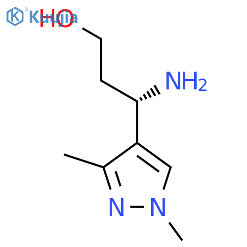 (3S)-3-amino-3-(1,3-dimethyl-1H-pyrazol-4-yl)propan-1-ol structure