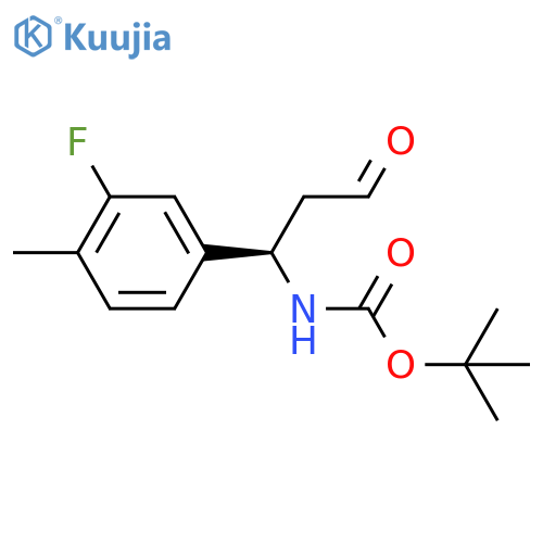 tert-butyl N-(1R)-1-(3-fluoro-4-methylphenyl)-3-oxopropylcarbamate structure