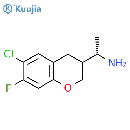 (1S)-1-(6-chloro-7-fluoro-3,4-dihydro-2H-1-benzopyran-3-yl)ethan-1-amine structure