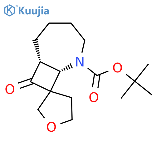 rac-tert-butyl (1R,7S)-9-oxo-6-azaspiro[bicyclo[5.2.0]nonane-8,3'-oxolane]-6-carboxylate structure