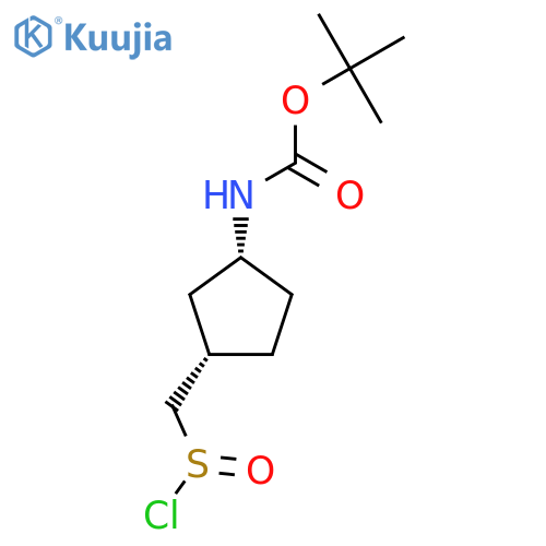 rac-tert-butyl N-[(1R,3S)-3-[(chlorosulfinyl)methyl]cyclopentyl]carbamate structure