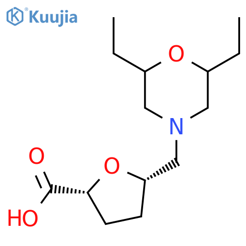 rac-(2R,5S)-5-[(2,6-diethylmorpholin-4-yl)methyl]oxolane-2-carboxylic acid structure