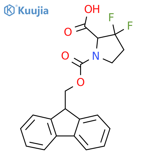 1-{[(9H-fluoren-9-yl)methoxy]carbonyl}-3,3-difluoropyrrolidine-2-carboxylic acid structure