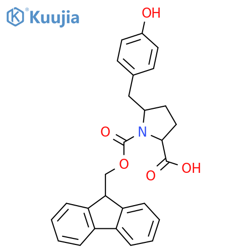 1-{[(9H-fluoren-9-yl)methoxy]carbonyl}-5-[(4-hydroxyphenyl)methyl]pyrrolidine-2-carboxylic acid structure