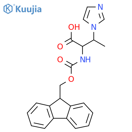 2-({(9H-fluoren-9-yl)methoxycarbonyl}amino)-3-(1H-imidazol-1-yl)butanoic acid structure