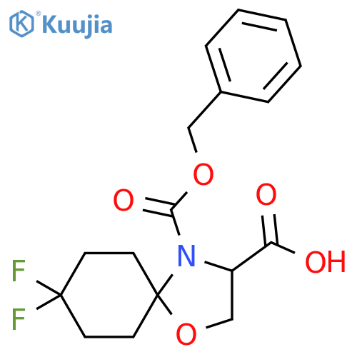 8,8-Difluoro-4-phenylmethoxycarbonyl-1-oxa-4-azaspiro[4.5]decane-3-carboxylic acid structure
