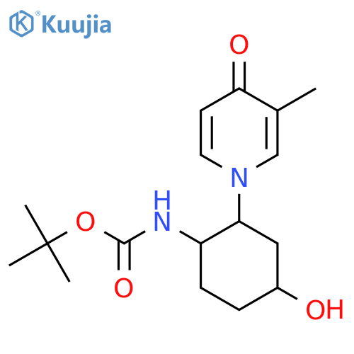 tert-butyl N-[4-hydroxy-2-(3-methyl-4-oxo-1,4-dihydropyridin-1-yl)cyclohexyl]carbamate structure