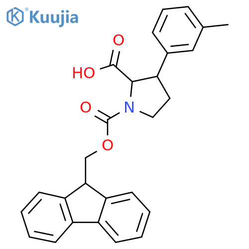 1-{[(9H-fluoren-9-yl)methoxy]carbonyl}-3-(3-methylphenyl)pyrrolidine-2-carboxylic acid structure