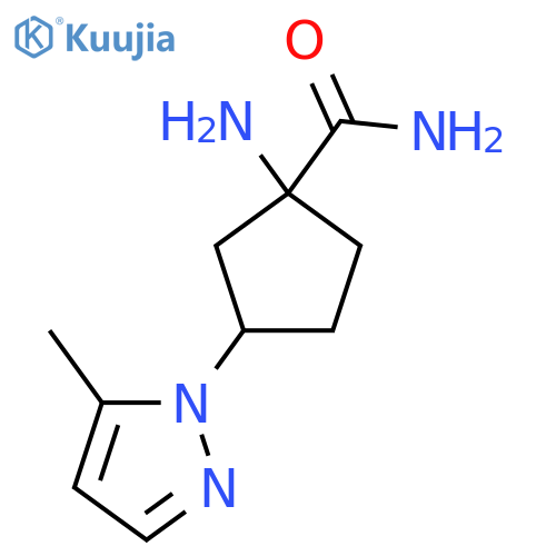 1-amino-3-(5-methyl-1H-pyrazol-1-yl)cyclopentane-1-carboxamide structure