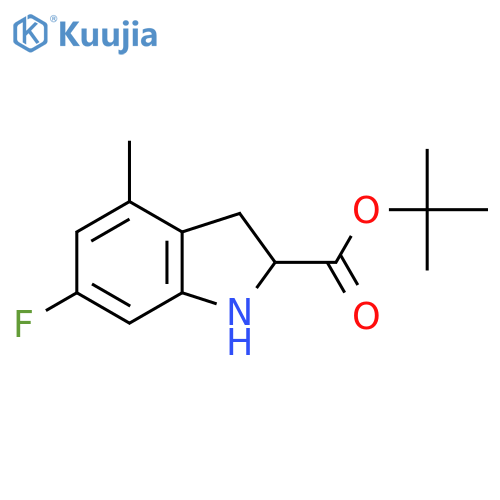 tert-butyl 6-fluoro-4-methyl-2,3-dihydro-1H-indole-2-carboxylate structure