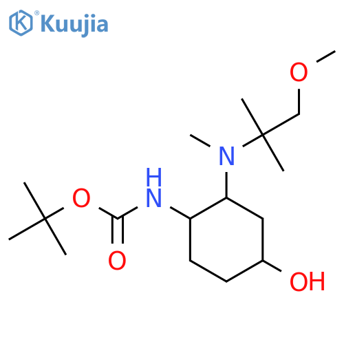 tert-butyl N-{4-hydroxy-2-[(1-methoxy-2-methylpropan-2-yl)(methyl)amino]cyclohexyl}carbamate structure