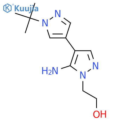 2-[5-amino-4-(1-tert-butyl-1H-pyrazol-4-yl)-1H-pyrazol-1-yl]ethan-1-ol structure
