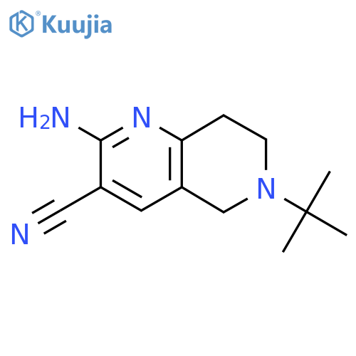 2-amino-6-tert-butyl-5,6,7,8-tetrahydro-1,6-naphthyridine-3-carbonitrile structure