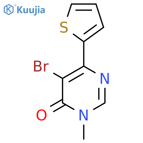 5-bromo-3-methyl-6-(thiophen-2-yl)-3,4-dihydropyrimidin-4-one structure
