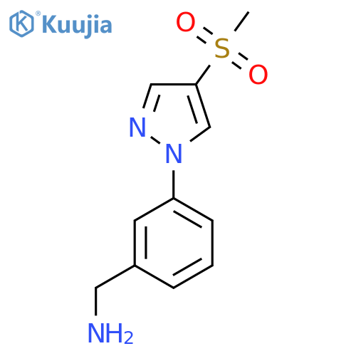 3-(4-methanesulfonyl-1H-pyrazol-1-yl)phenylmethanamine structure