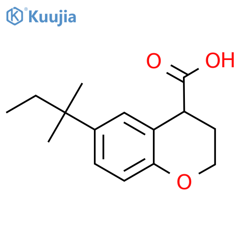 6-(2-methylbutan-2-yl)-3,4-dihydro-2H-1-benzopyran-4-carboxylic acid structure