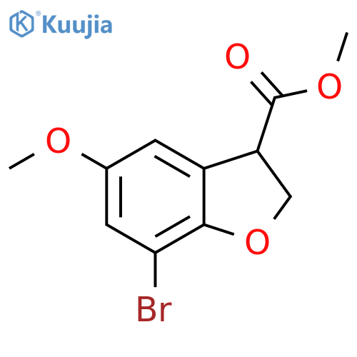 3-Benzofurancarboxylic acid, 7-bromo-2,3-dihydro-5-methoxy-, methyl ester structure