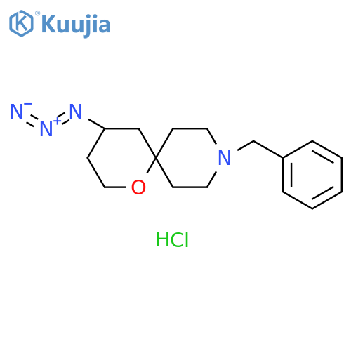 1-Oxa-9-azaspiro[5.5]undecane, 4-azido-9-(phenylmethyl)-, hydrochloride (1:1) structure