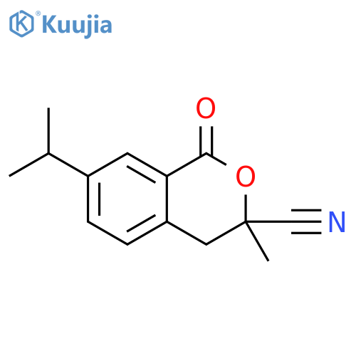 1H-2-Benzopyran-3-carbonitrile, 3,4-dihydro-3-methyl-7-(1-methylethyl)-1-oxo- structure