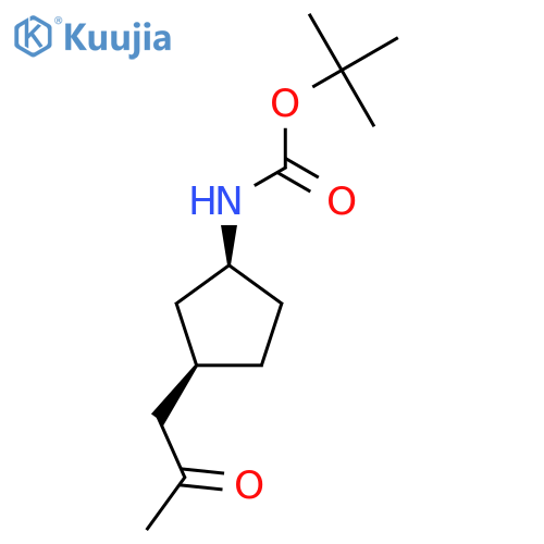 rac-tert-butyl N-[(1R,3S)-3-(2-oxopropyl)cyclopentyl]carbamate structure