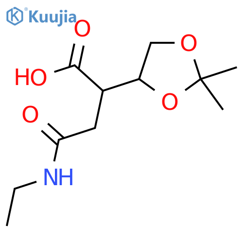 2-(2,2-Dimethyl-1,3-dioxolan-4-yl)-3-(ethylcarbamoyl)propanoic acid structure