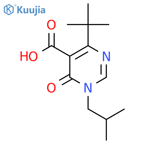 4-tert-butyl-1-(2-methylpropyl)-6-oxo-1,6-dihydropyrimidine-5-carboxylic acid structure