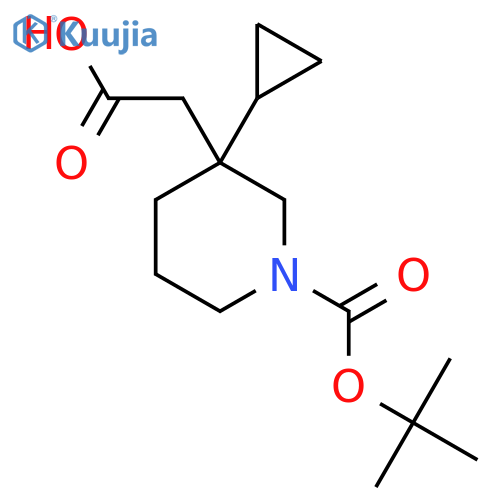 2-{1-[(Tert-butoxy)carbonyl]-3-cyclopropylpiperidin-3-yl}acetic acid structure